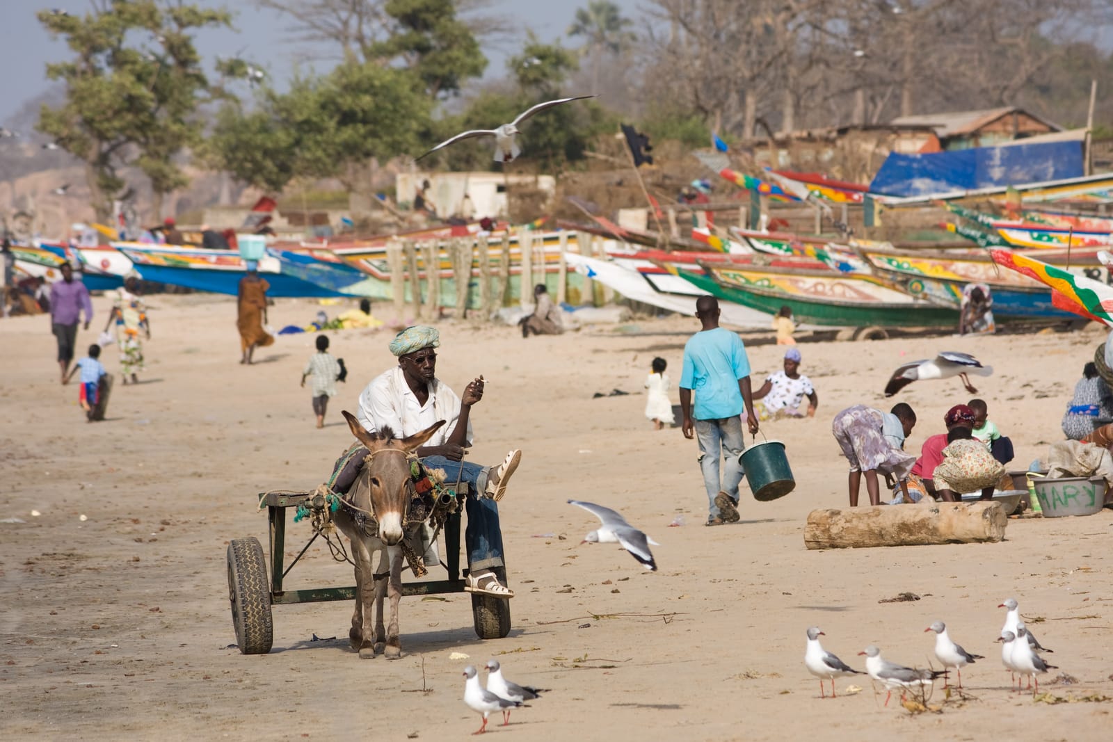 Wide empty beach on the Atlantic coast of The Gambia