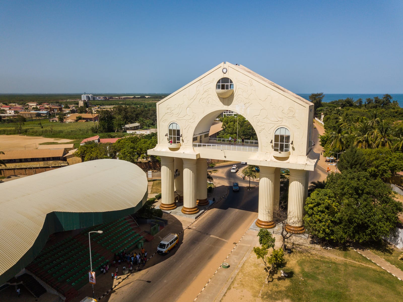 Arch 22 and the road into Banjul, capital of The Gambia
