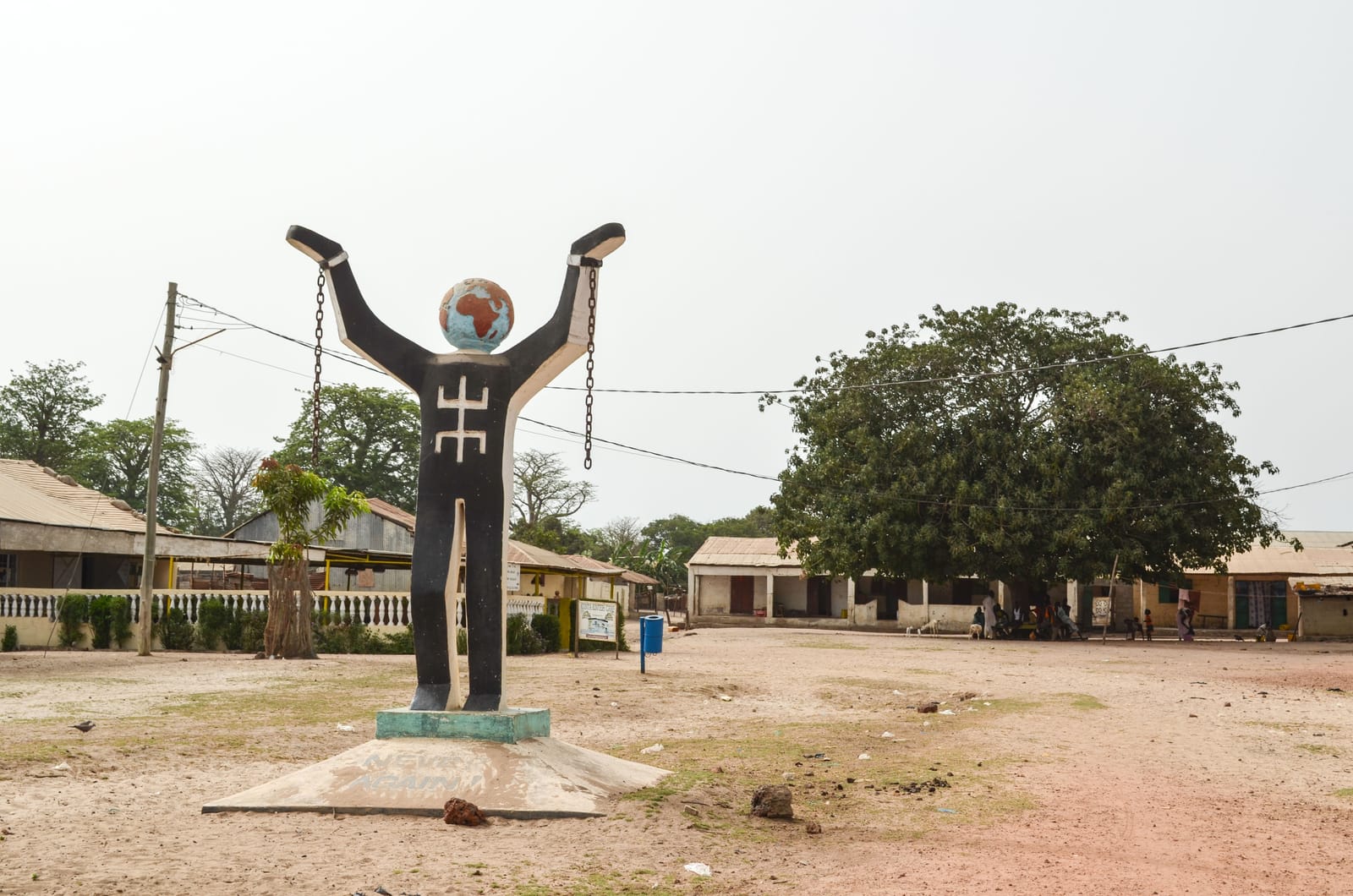 The Never Again freedom monument at Albreda on the River Gambia